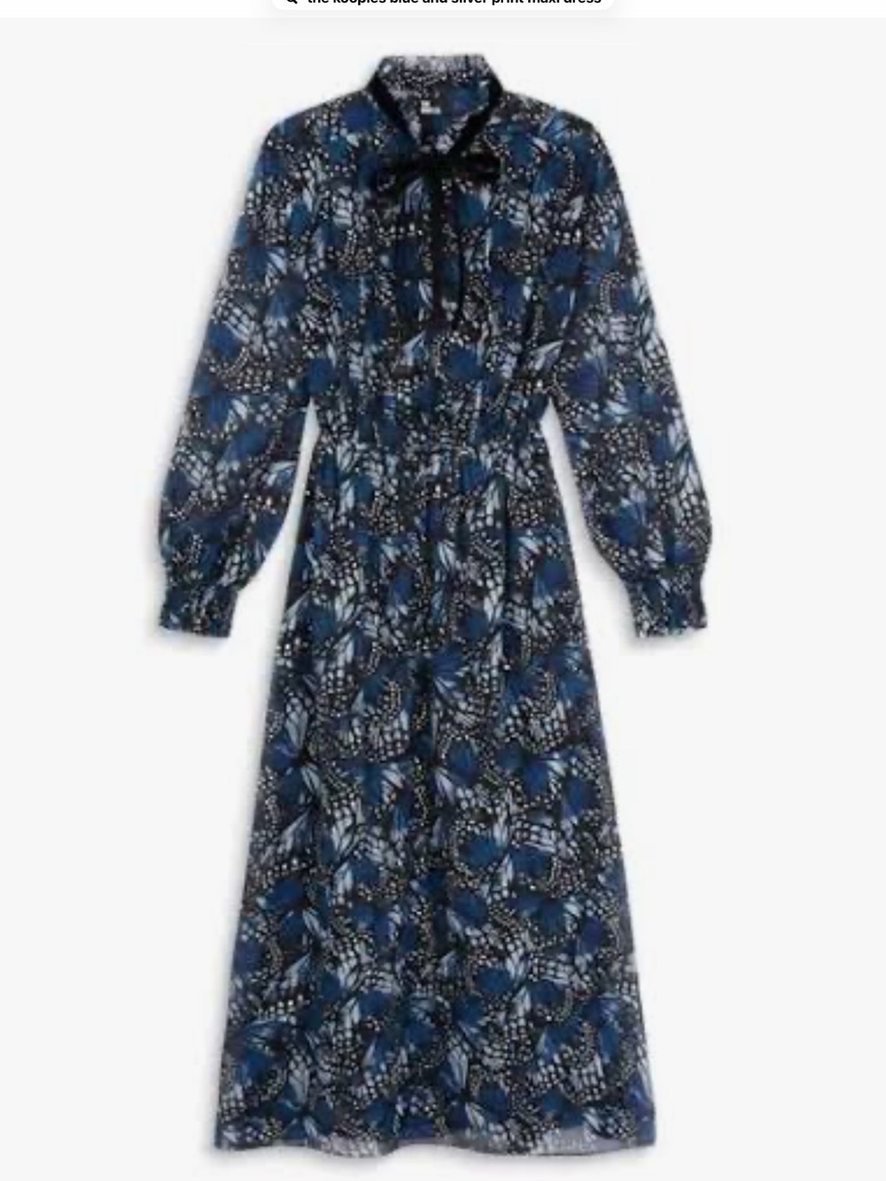 The Kooples Blue Butterfly Maxi Dress Sz 0